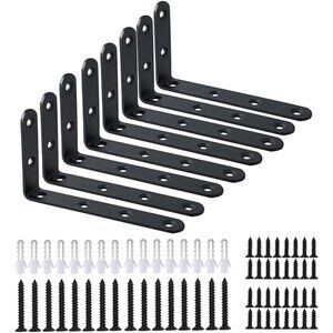 Corner Brace 8 Pcs Shelf Bracket Heavy Duty Black Steel L Corner Brace, Decorati